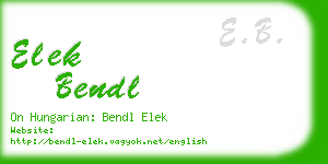 elek bendl business card